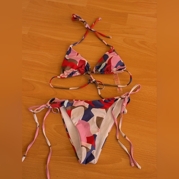 ROMWE Abstract Pattern Bikini Set 3 piece Set - Picture 4 of 6